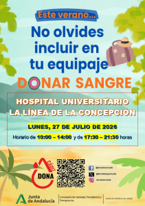 El Hospital Universitario de La Línea acogerá una colecta especial de donación de sangre el lunes 27 de julio