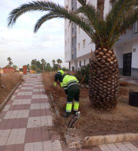 Parques y Jardines instala nuevos sistemas de riego y realiza mantenimientos de zonas verdes tanto en el centro como en las barriadas