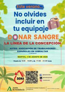 La Línea acoge este martes 4 de agosto una donación de sangre en la sede de Ascteg